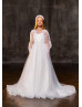 Beaded White Lace Tulle Fancy Flower Girl Dress